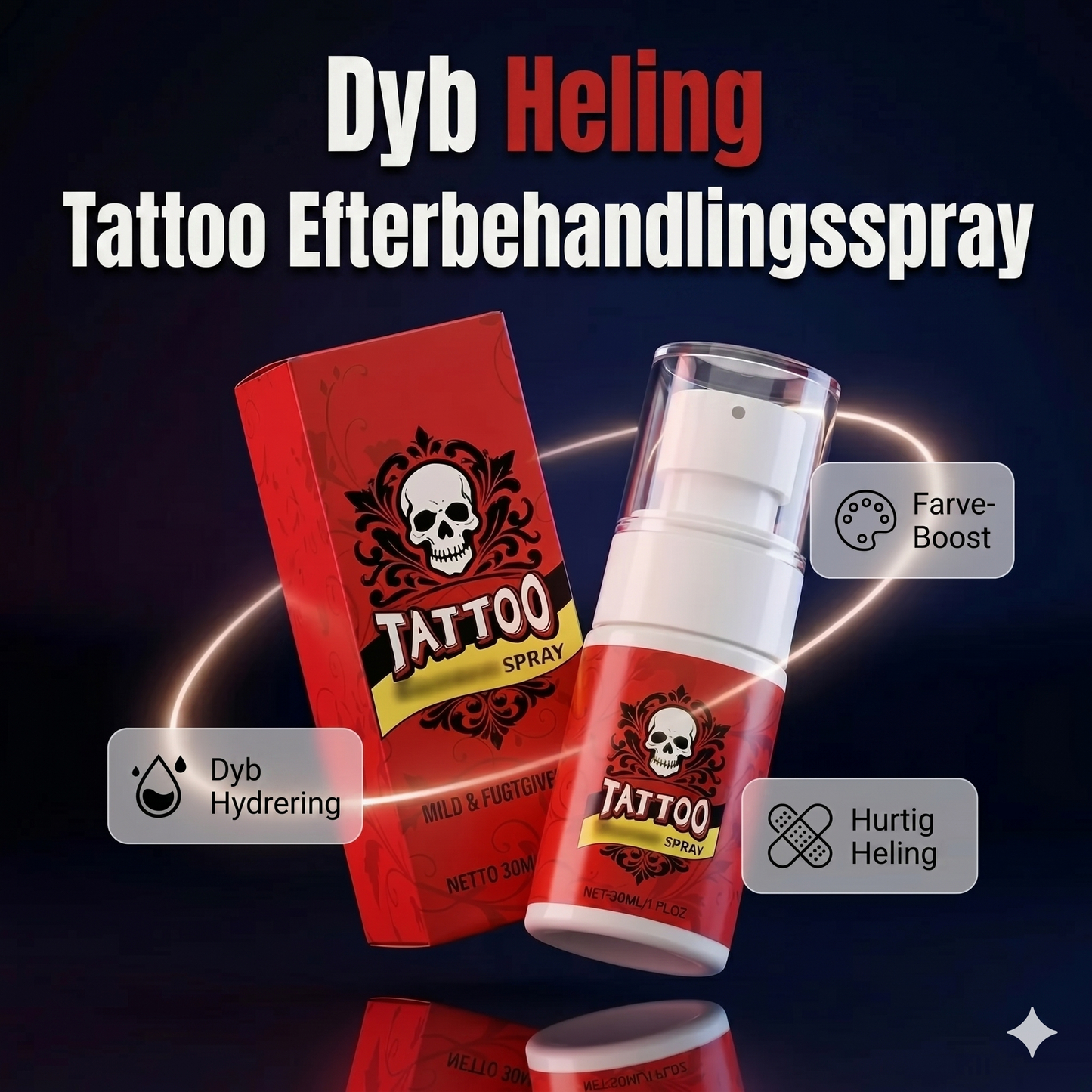 Hydrerende spray til efterbehandling af tatovering