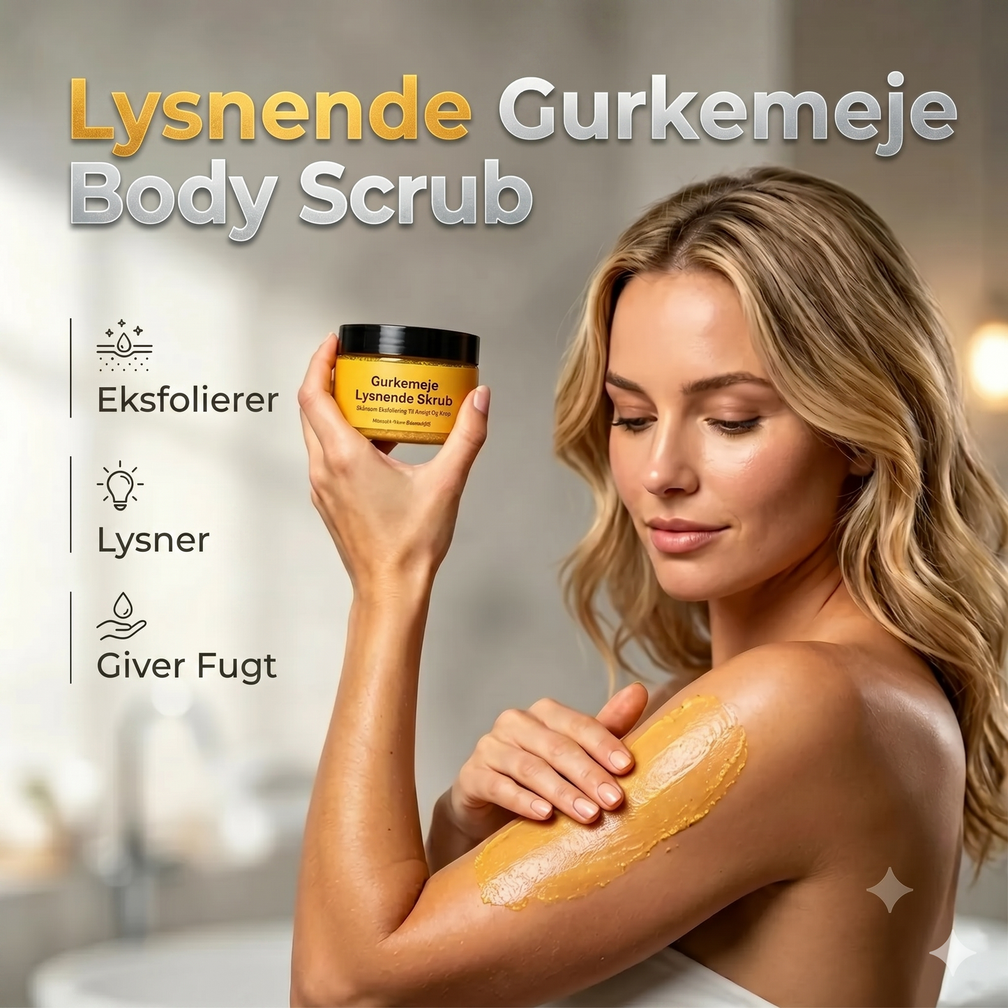 Gurkemeje-bodyscrub stimulerer huden med mild eksfoliering og dyb hydrering