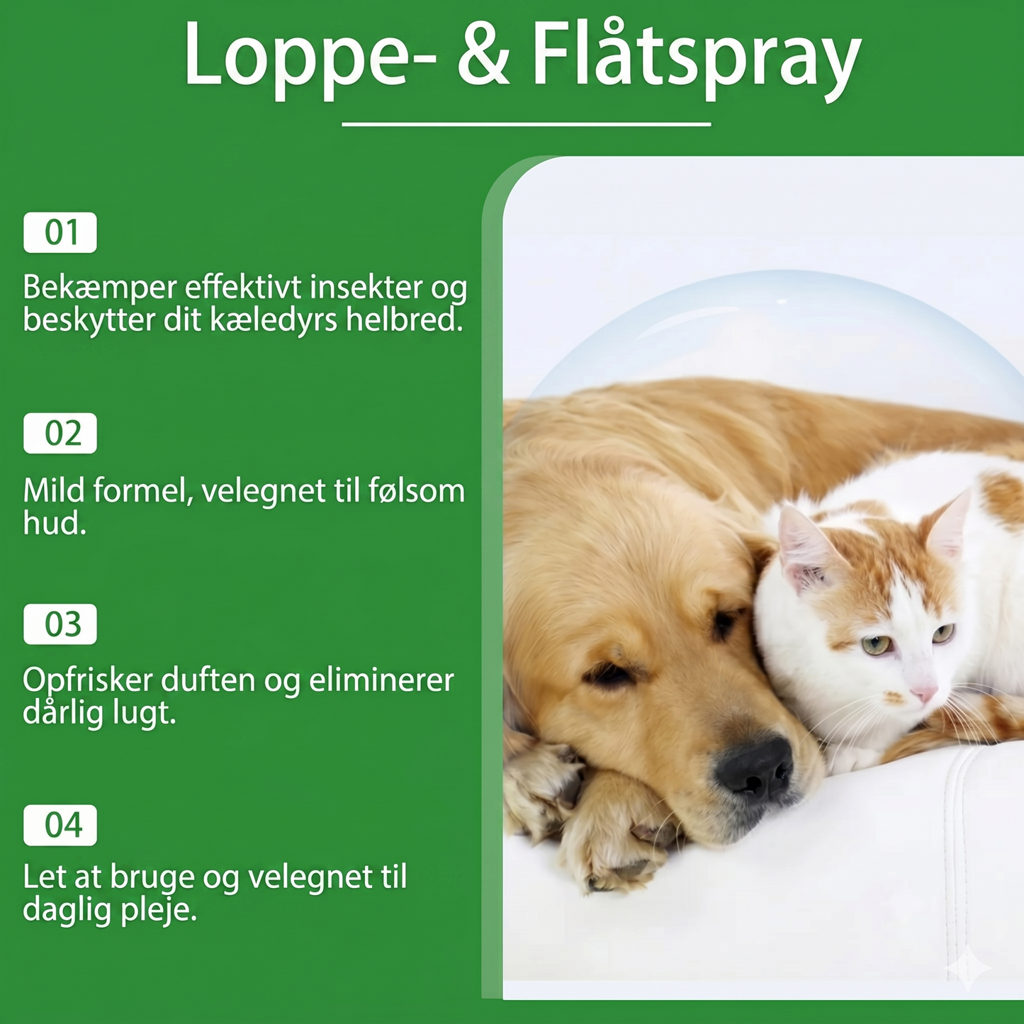 Naturlig loppe- og flåtspray til hunde og katte