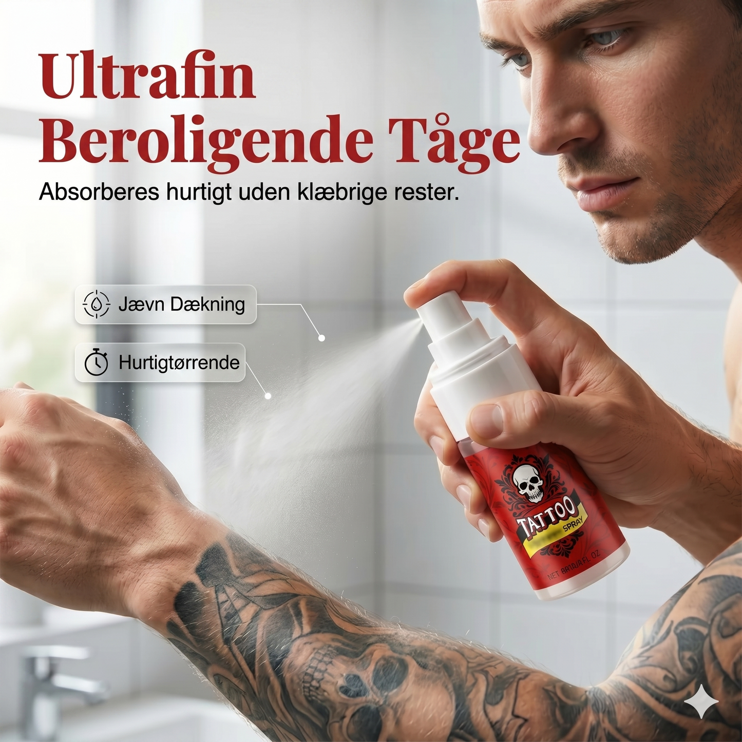 Hydrerende spray til efterbehandling af tatovering