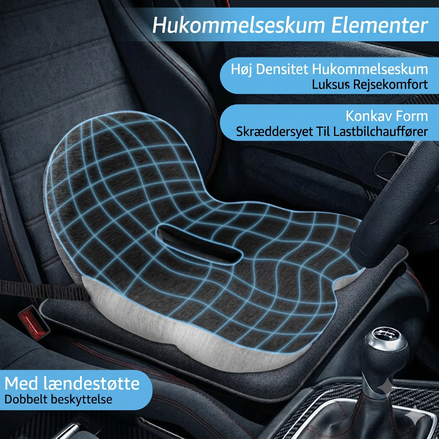 Skridsikker siddepude af memoryskum
