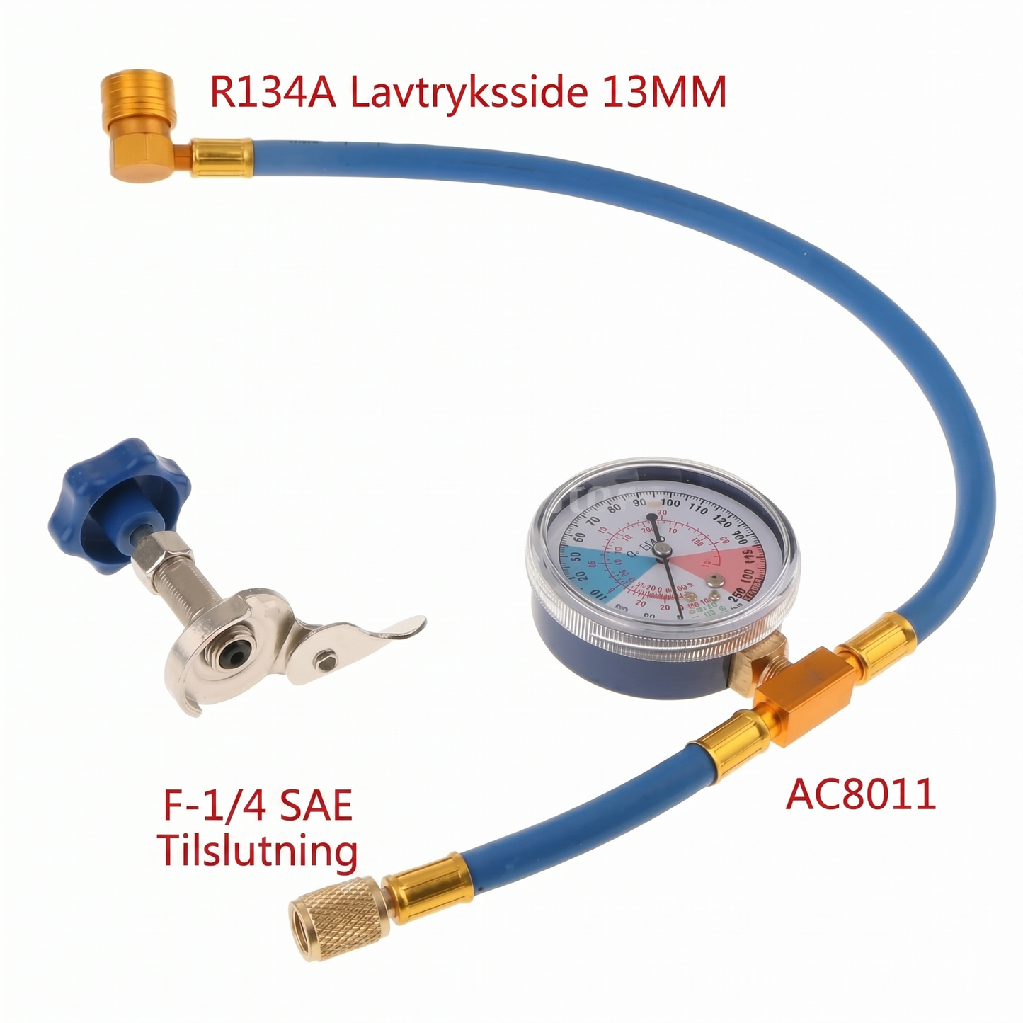 R134a AC-påfyldningsslange med manometer