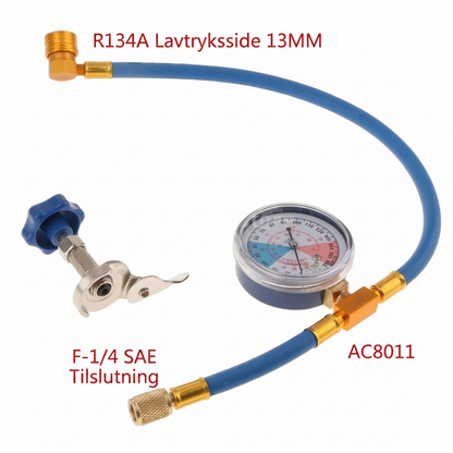 R134a AC-påfyldningsslange med manometer