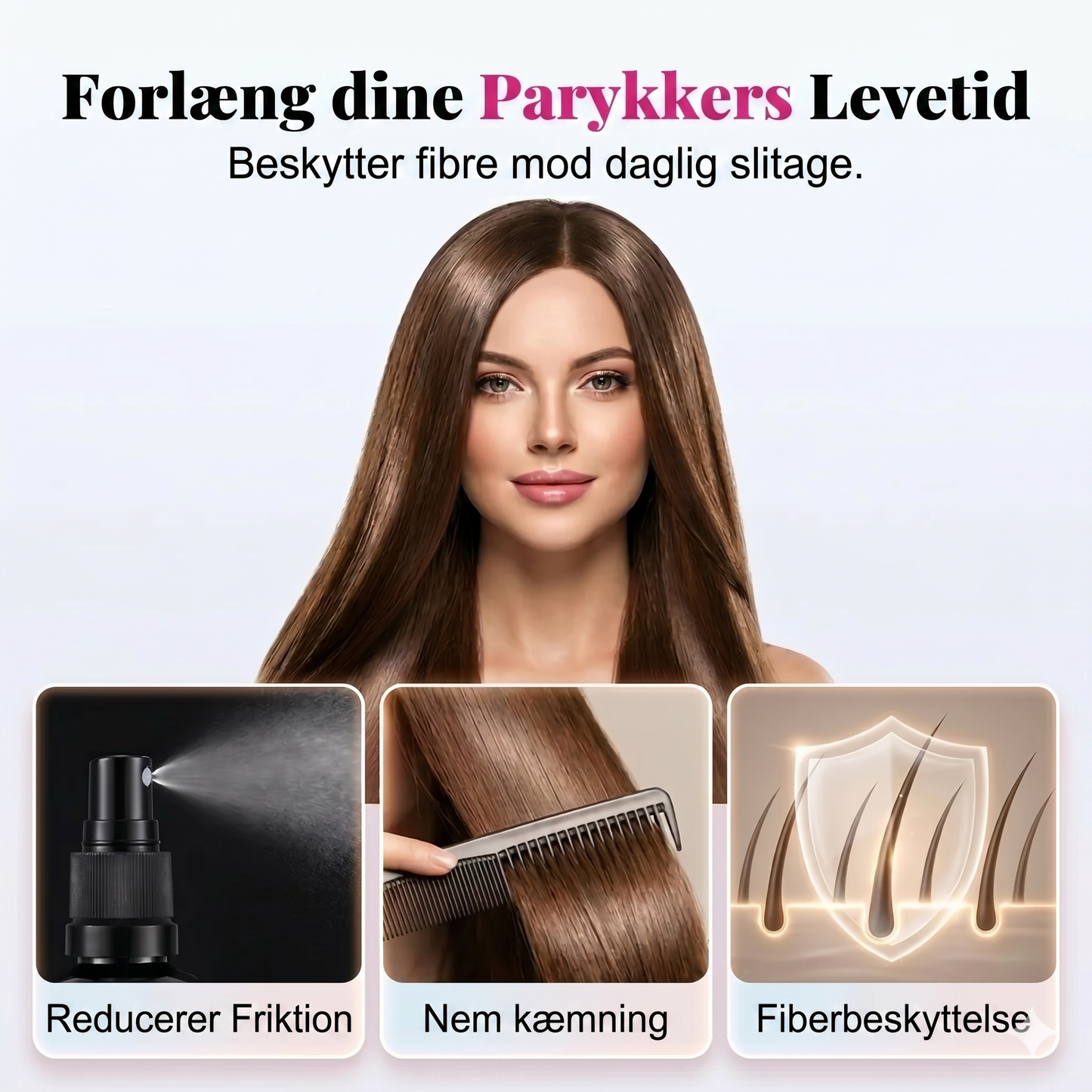 Hårspray til glatning og udglatning af parykker