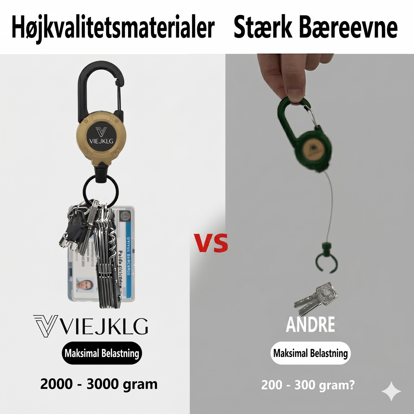 Ny multifunktionel 3-i-1 karabinhage med tilbagetrækkelig snorholder