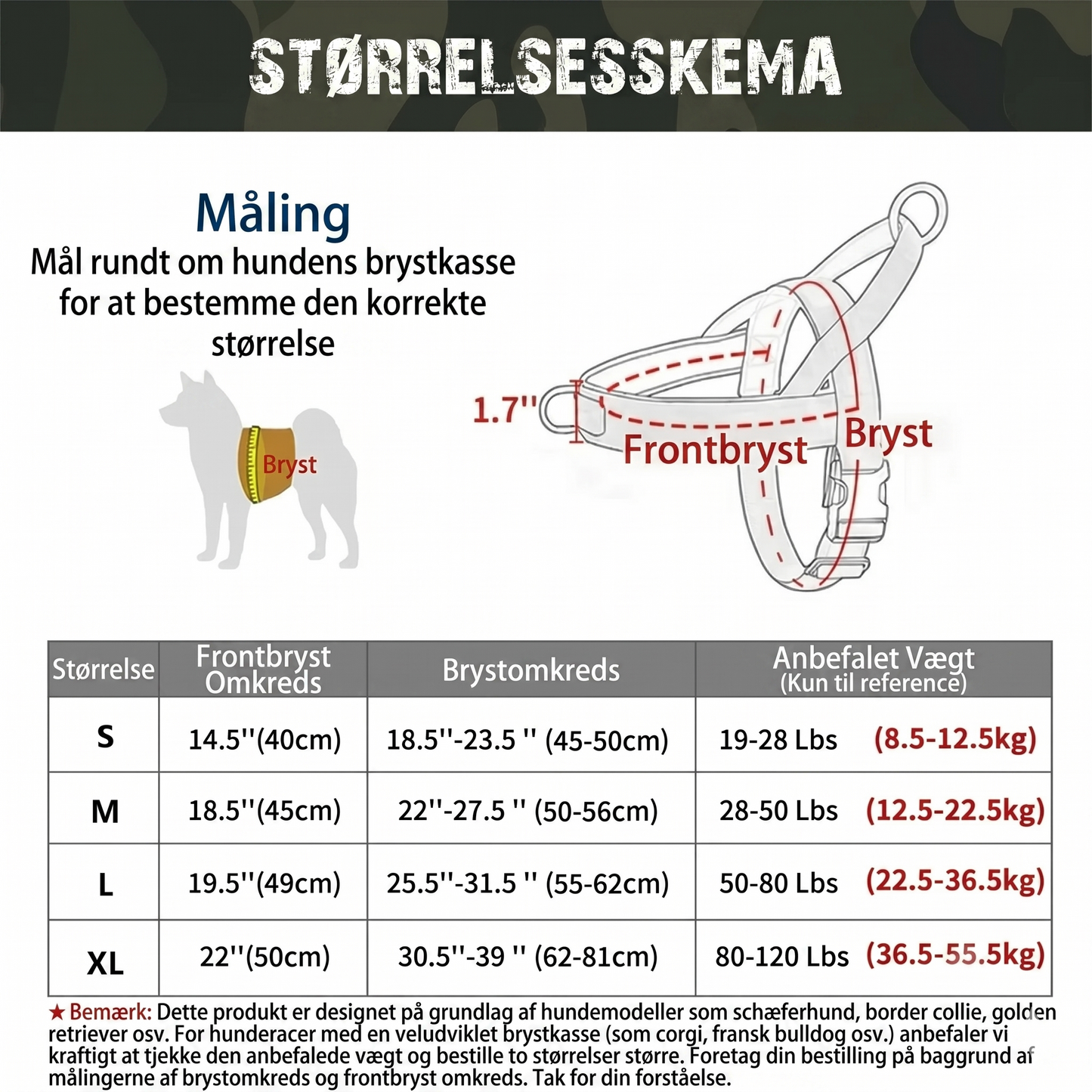 Robust taktisk hundesele med håndtag