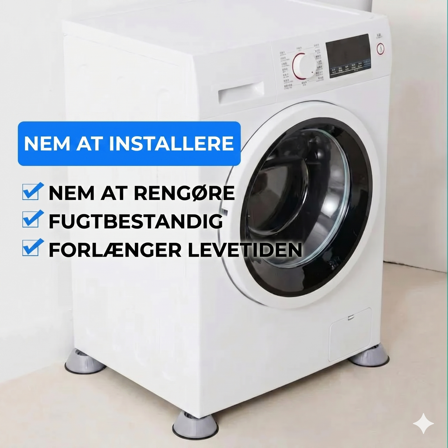 Sæt med 4 puder, der bærer op til 500 kg