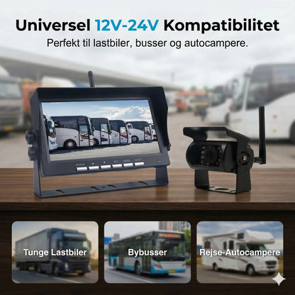Højkvalitets trådløst bakkamerasystem med en 7-tommers bredskærmsmonitor