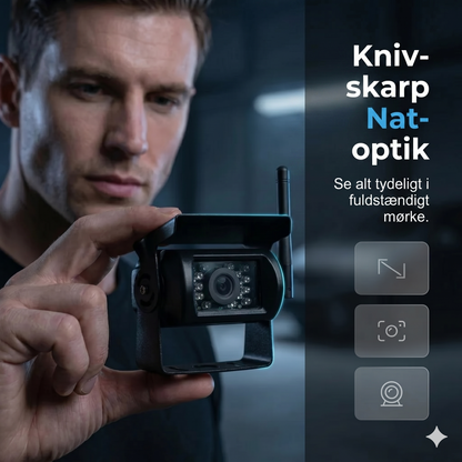 Højkvalitets trådløst bakkamerasystem med en 7-tommers bredskærmsmonitor