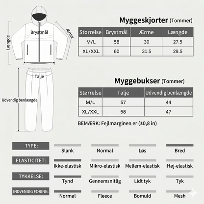 Letvægts myggedragt med hætte