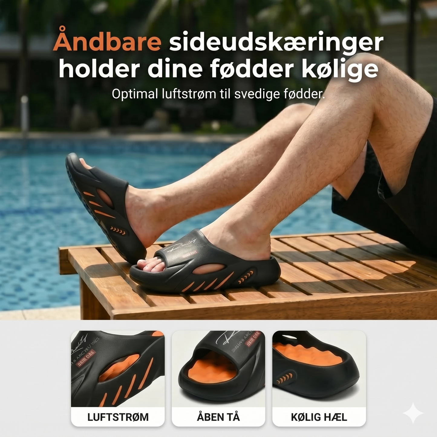 Cloud-sandaler med tyk skridsikker sål til herrer