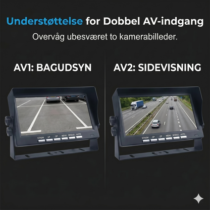 Højkvalitets trådløst bakkamerasystem med en 7-tommers bredskærmsmonitor