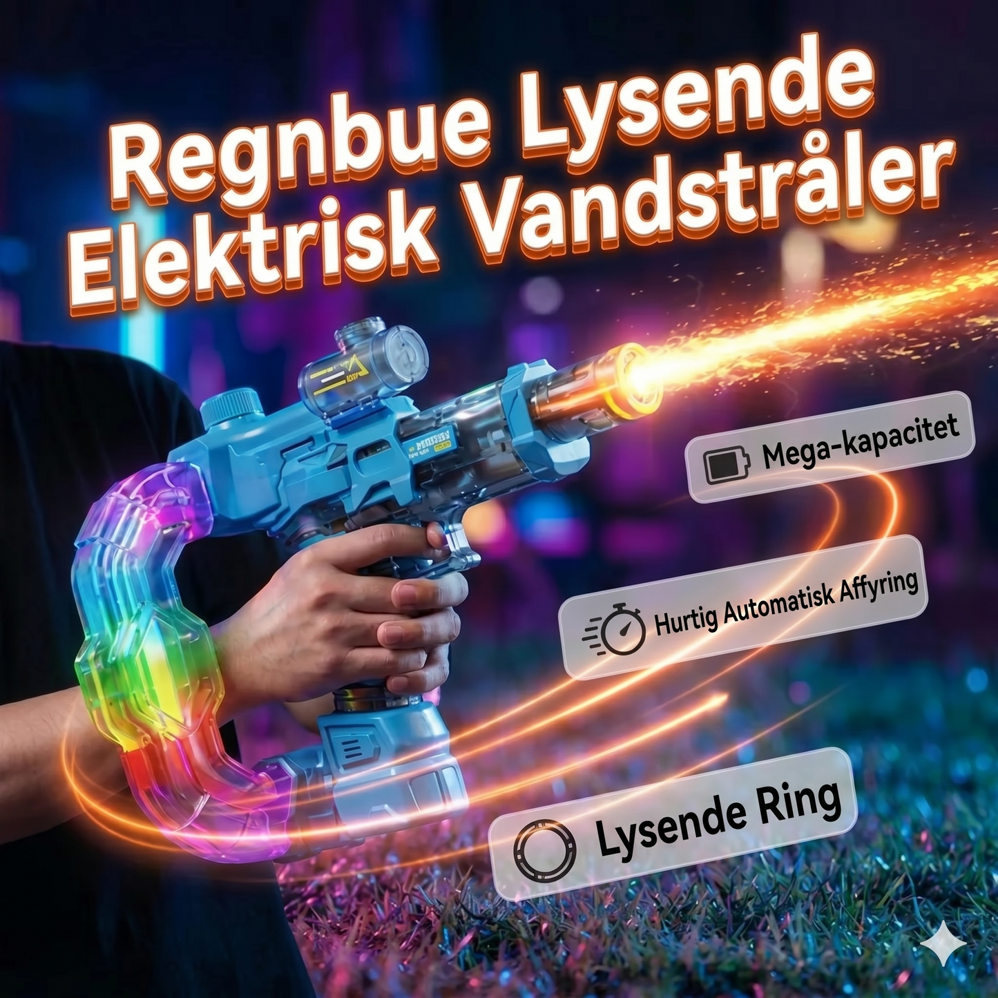 Regnbue lysende vandpistol