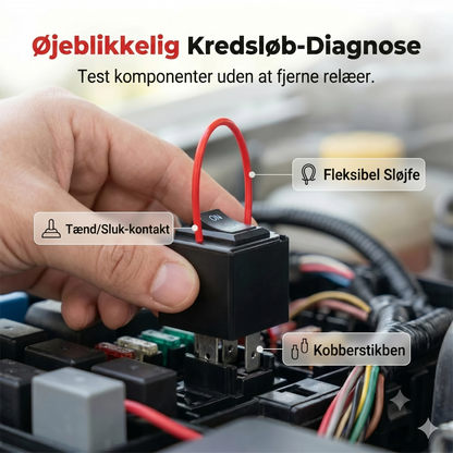 Testbænk/testset til bilrelæer med startkabler