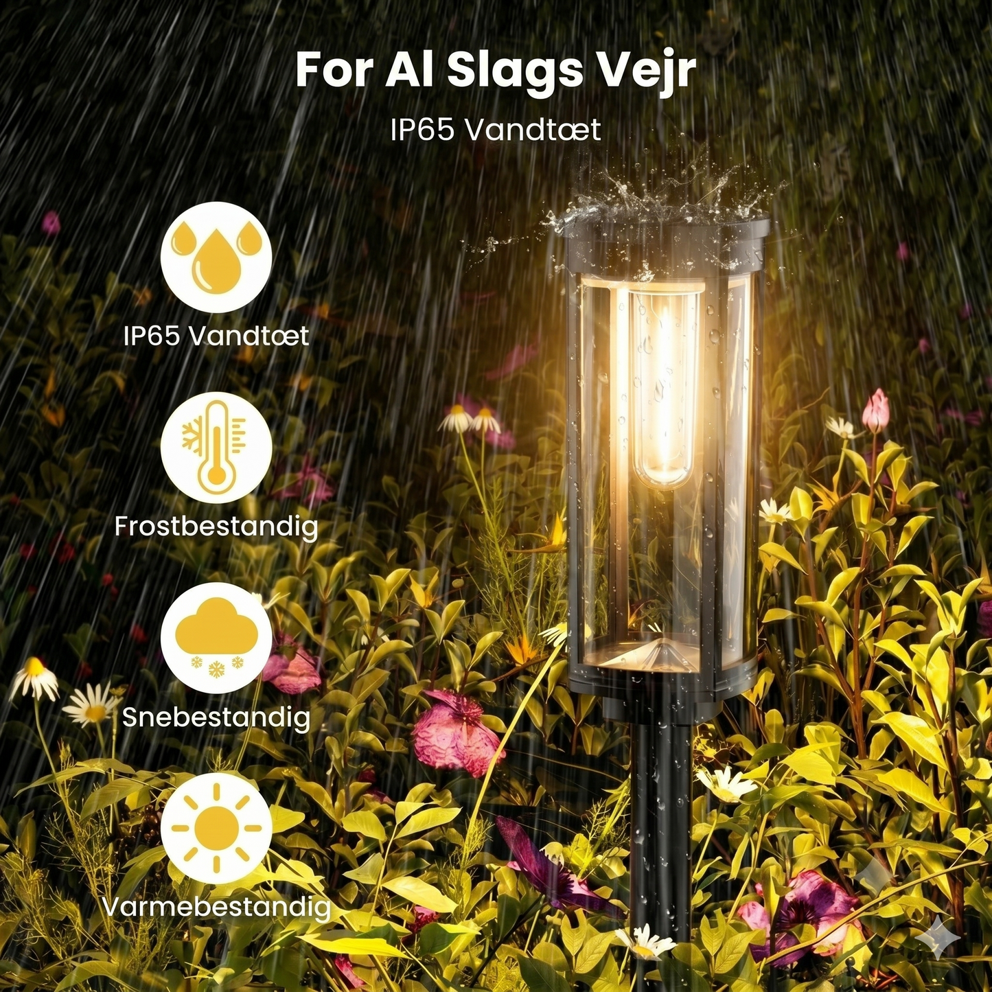 Solcelle havebelysning – retro design, 12-14 timers belysning & IP65 vandtæt