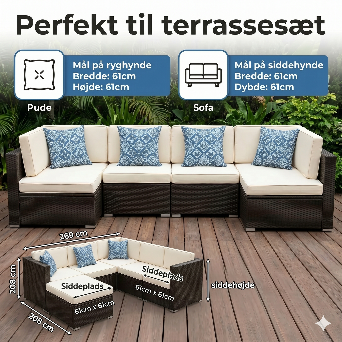 Terrasse sofa hyndebetræk