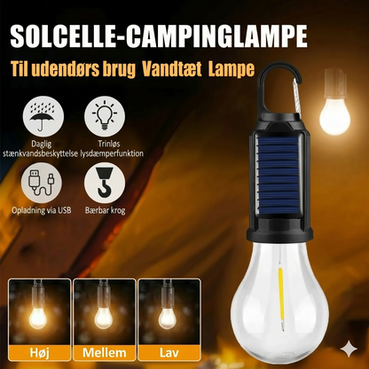 Solcelledrevet teltlys (USB-genopladelig LED-campinglygte)
