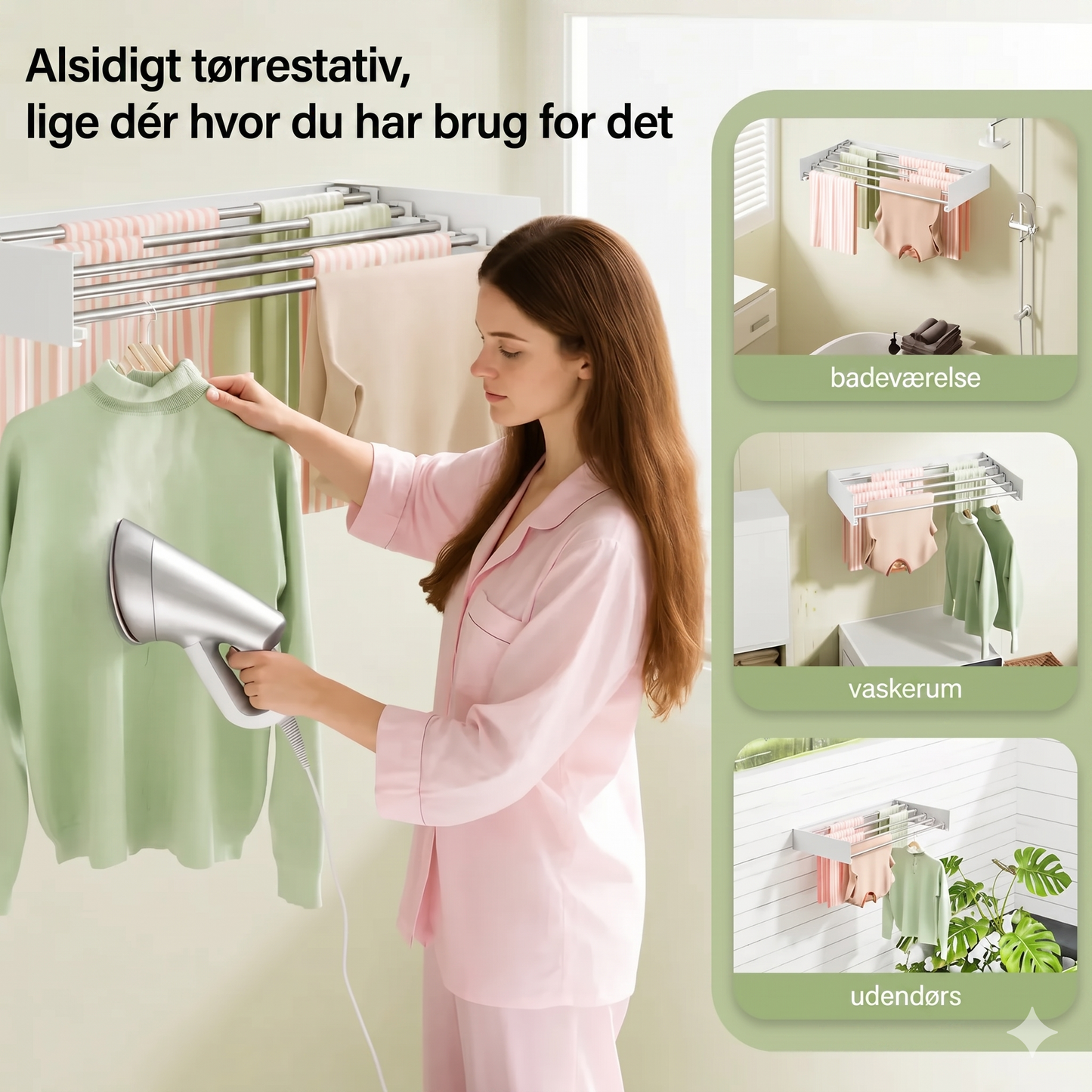 Pladsbesparende AirFold-tørrestativ