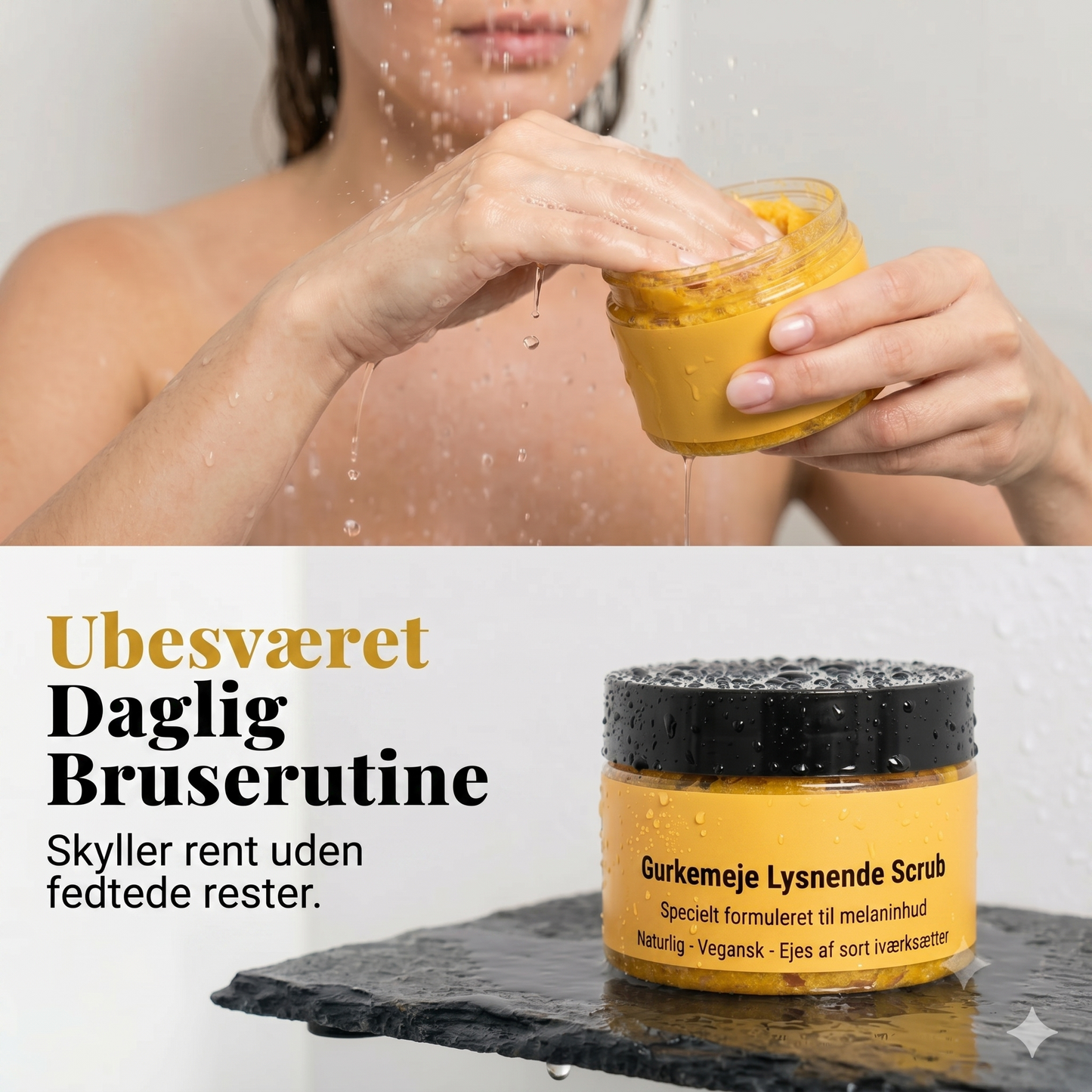 Gurkemeje-bodyscrub stimulerer huden med mild eksfoliering og dyb hydrering