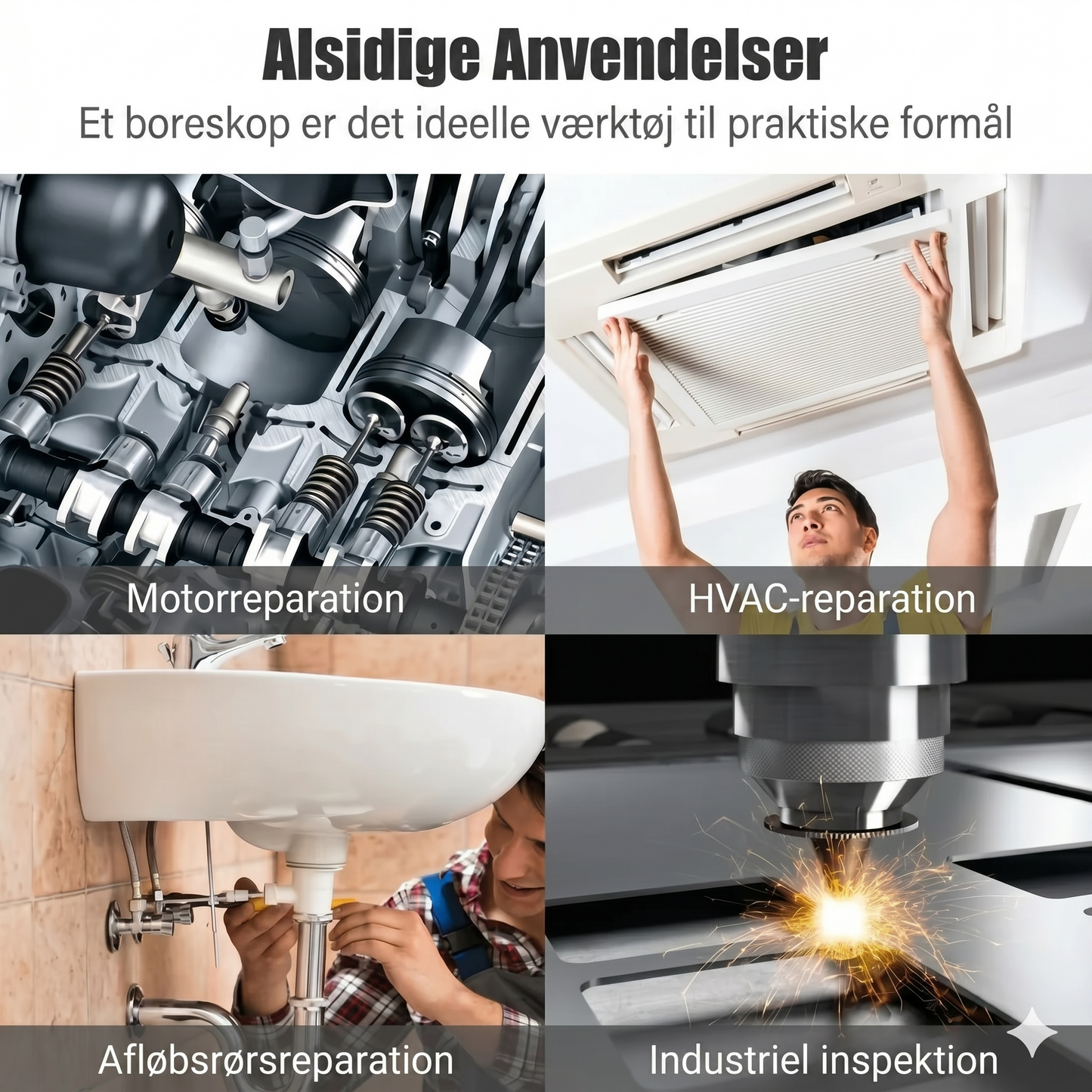 Universelt 3-i-1 endoskopkamera med IP67 vandtæt sonde