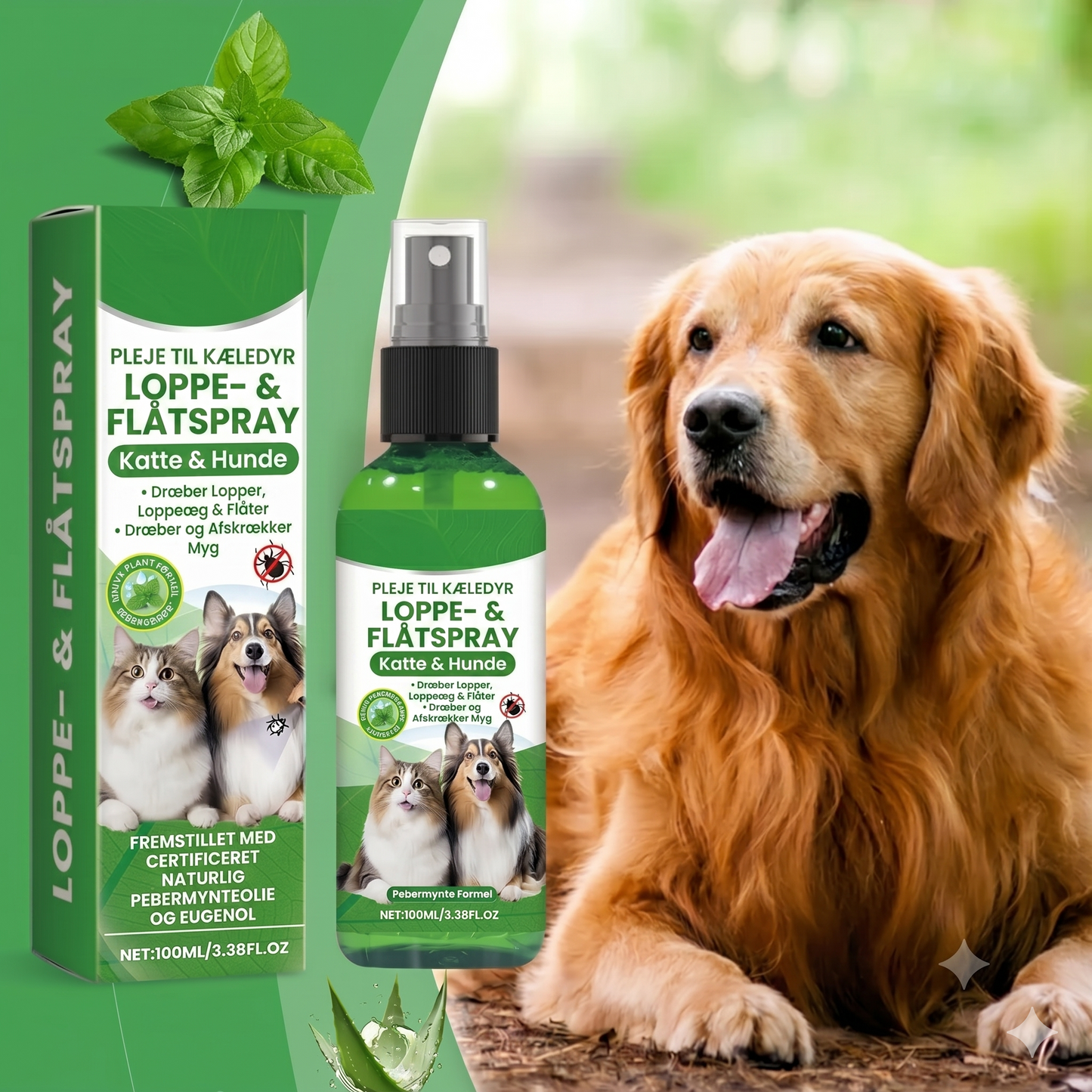 Naturlig loppe- og flåtspray til hunde og katte