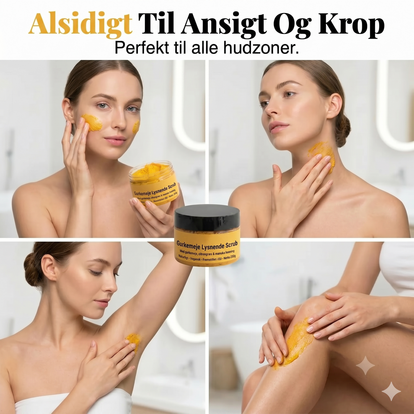 Gurkemeje-bodyscrub stimulerer huden med mild eksfoliering og dyb hydrering