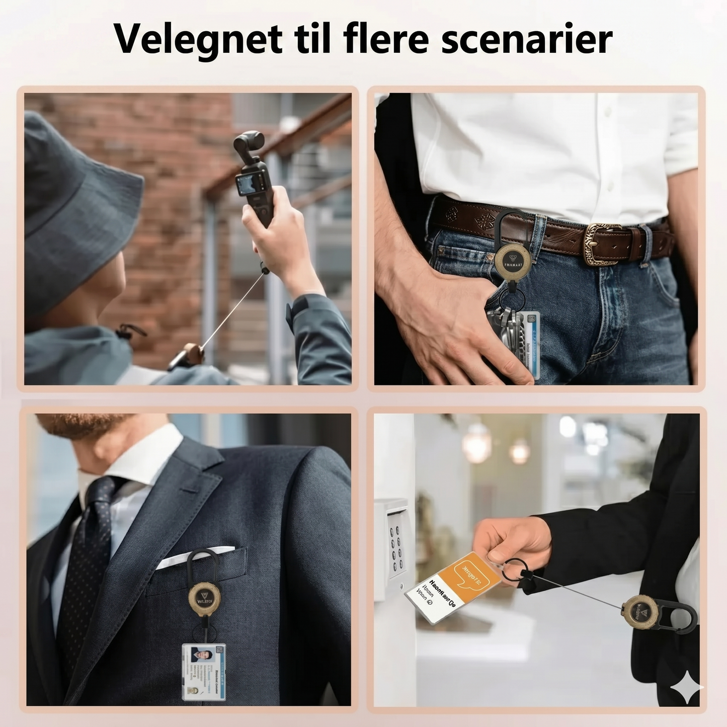 Ny multifunktionel 3-i-1 karabinhage med tilbagetrækkelig snorholder