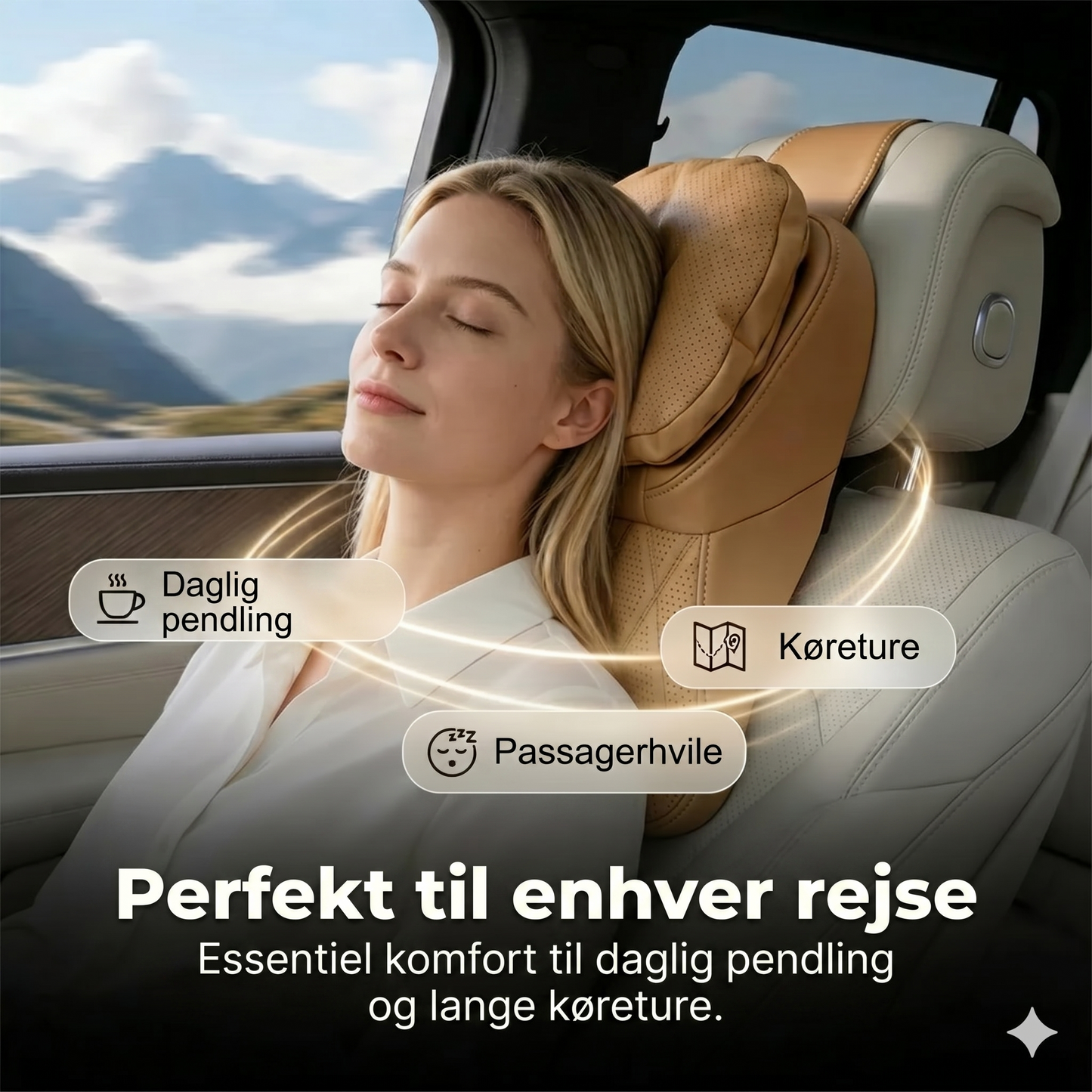 Bilnakkestøtte i PU-læder af luftfartskvalitet