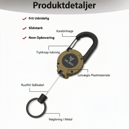 Ny multifunktionel 3-i-1 karabinhage med tilbagetrækkelig snorholder