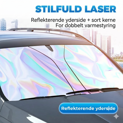 Solskærm til bilruden med reflekterende aluminiumsbelægning mod ekstrem varme