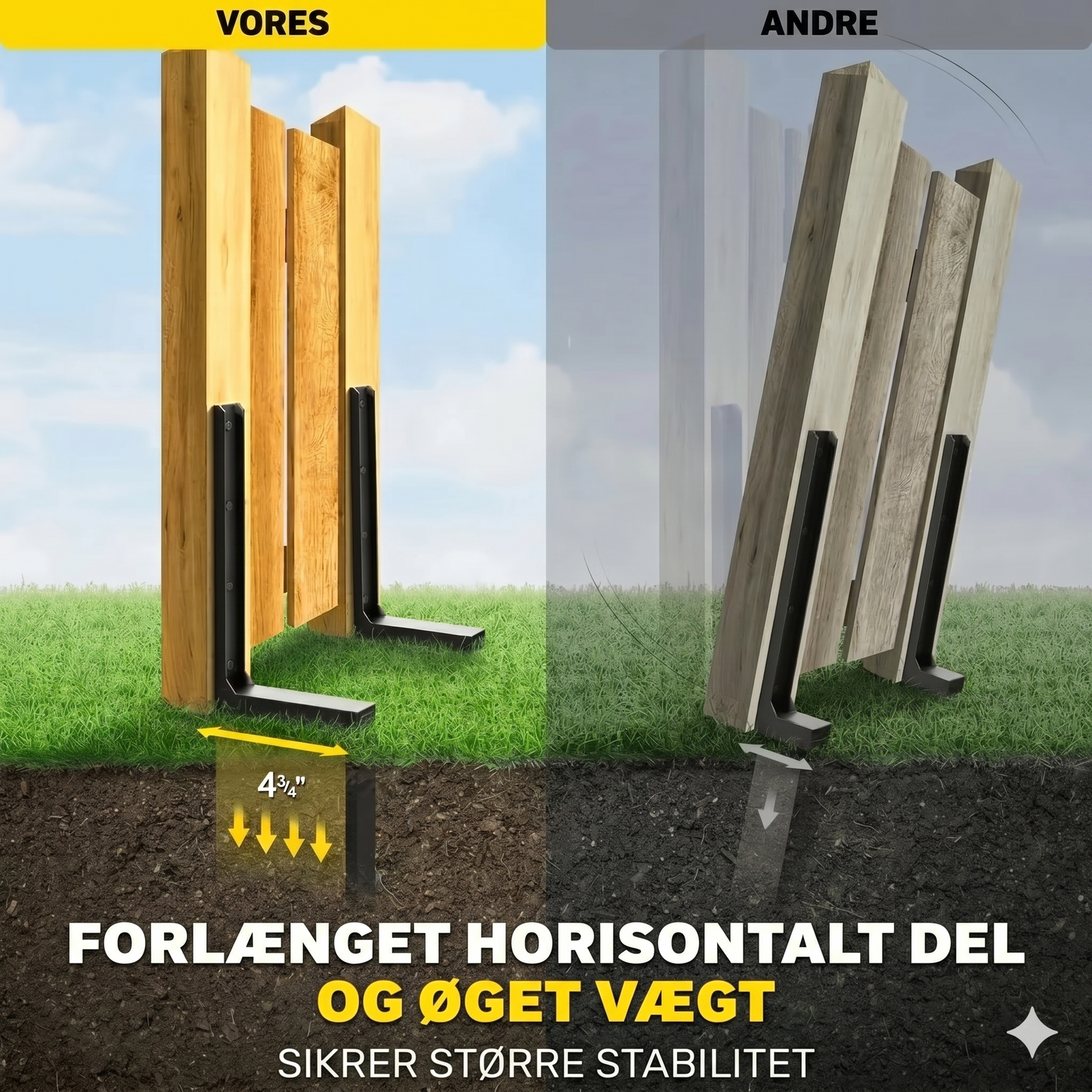 Reparationssæt til tunge hegnspæle