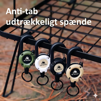 Ny multifunktionel 3-i-1 karabinhage med tilbagetrækkelig snorholder