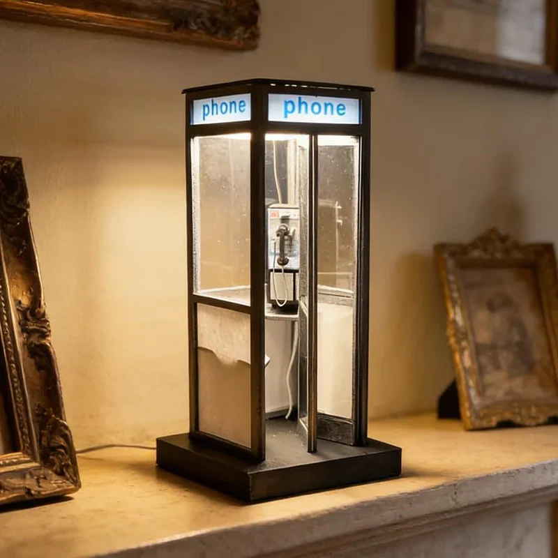 Retro telefonboks lampe
