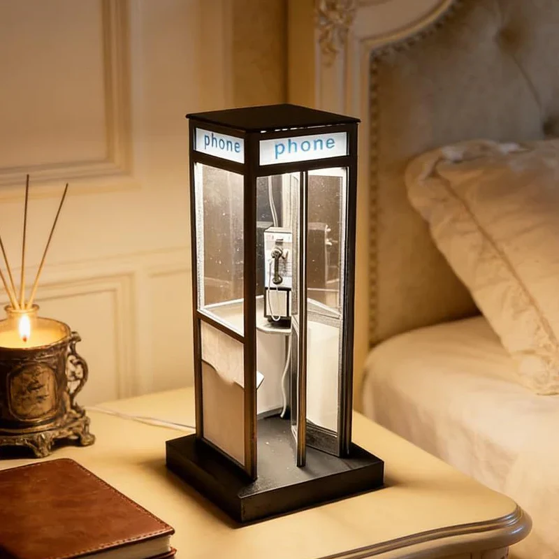 Retro telefonboks lampe