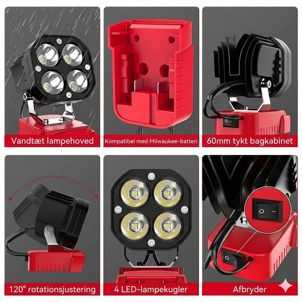 40 W bærbar 6000 lm LED-arbejdslampe