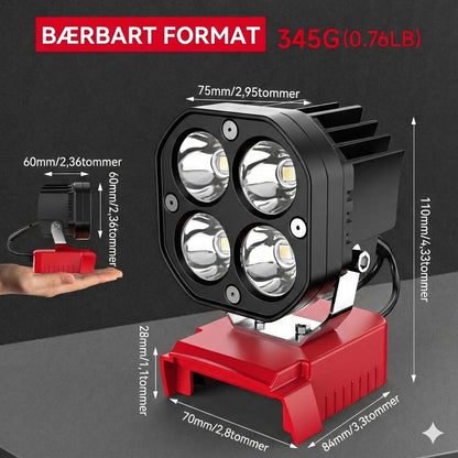 40 W bærbar 6000 lm LED-arbejdslampe